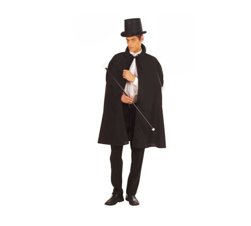 toptan-xml-dropshipping-Siyah Sihirbaz Pelerini 120 cm ve Sihirbaz Şapkası 12 cm Yetişkin Boy