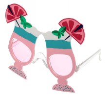 Meyve Kokteyl Temalı Pembe Parti Gözlüğü 15X12 cm
