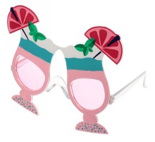 Meyve Kokteyl Temalı Pembe Parti Gözlüğü 15X12 cm