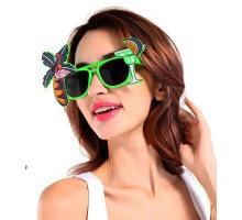 Hawaii Luau Cocktail Temalı Parti Gözlüğü Yeşil Renk 8x15 cm