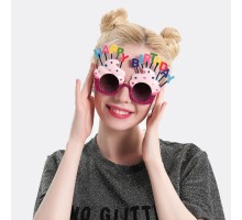 Happy Birthday Yazılı Parti Gözlüğü Fuşya 17x11 cm