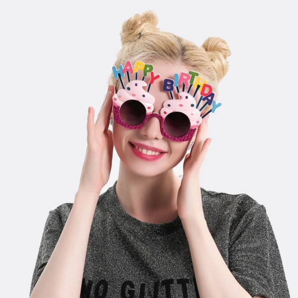 toptan-xml-dropshipping-Happy Birthday Yazılı Parti Gözlüğü Fuşya 17x11 cm