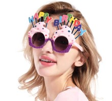 Happy Birthday Yazılı Parti Gözlüğü Mor 17x11 cm