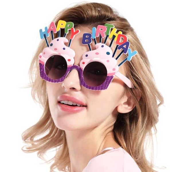 toptan-xml-dropshipping-Happy Birthday Yazılı Parti Gözlüğü Mor 17x11 cm
