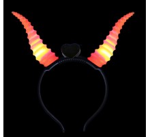 Kırmızı Renk Led Işıklı Kıvrımlı Boynuz Taç 27x18 cm