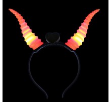 Kırmızı Renk Led Işıklı Kıvrımlı Boynuz Taç 27x18 cm