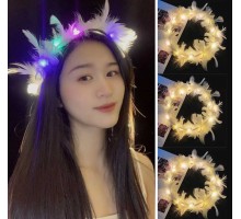 Led Işıklı Rengarenk Yanan 3 Fonksiyonlu Otrişli Parti Tacı Renkli 12x12 cm