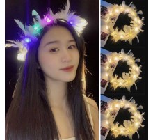 Led Işıklı Rengarenk Yanan 3 Fonksiyonlu Otrişli Parti Tacı Renkli 12x12 cm