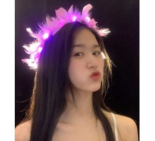 Led Işıklı Rengarenk Yanan 3 Fonksiyonlu Otrişli Parti Tacı Pembe Renk 12x12 cm