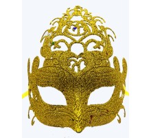 Altın Renk Parti Maskesi - Parlak Altın Sim Balo Maskesi 21x20 cm