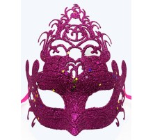 Fuşya Renk Parti Maskesi - Parlak Fuşya Sim Balo Maskesi 21x20 cm