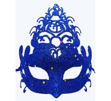 Mavi Renk Parti Maskesi - Parlak Mavi Sim Balo Maskesi 21x20 cm