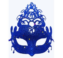 Mavi Renk Parti Maskesi - Parlak Mavi Sim Balo Maskesi 21x20 cm
