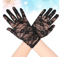 Siyah Renk Bilek Boyu Dantel Eldiven Yetişkin Boy