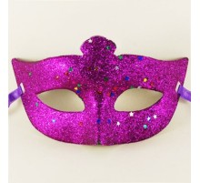 Mor Renk Simli Yıldızlı Kostüm Partisi Maskesi 17x10
