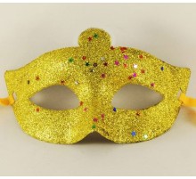 Altın Renk Simli Yıldızlı Kostüm Partisi Maskesi 17x10