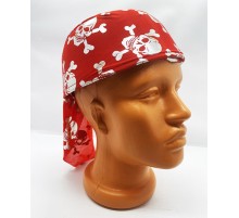 Kırmızı Renk Gümüş Kuru Kafa Baskılı Tas Korsan Şapkası