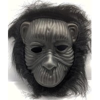 Siyah Renk Eva Goril Maskesi - Siyah Peluşlu Tüylü Orangutan Maskesi