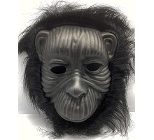 Siyah Renk Eva Goril Maskesi - Siyah Peluşlu Tüylü Orangutan Maskesi
