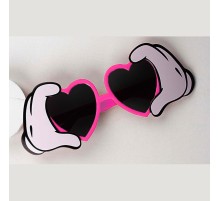 Pembe Renk Kalp Şekilli El Figürlü Parti Gözlüğü 21x8 cm