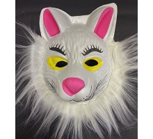 Tilki Maskesi - Eva Beyaz Peluşlu Tilki Maskesi