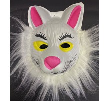 Tilki Maskesi - Eva Beyaz Peluşlu Tilki Maskesi