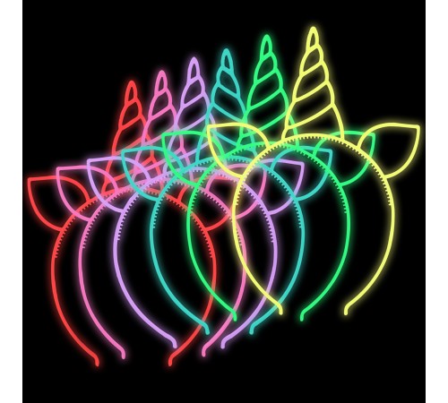 toptan-xml-dropshipping-Karanlıkta Yanan Glow Unicorn Tacı Renkli 6 Adet