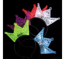 Ekstra Lüks Parlak Yanıp Sönen Led Işıklı Kral-Kraliçe Tacı Parti Tacı 16x18 cm