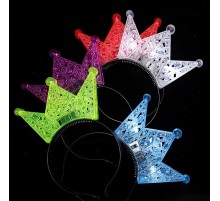 Ekstra Lüks Parlak Yanıp Sönen Led Işıklı Kral-Kraliçe Tacı Parti Tacı 16x18 cm