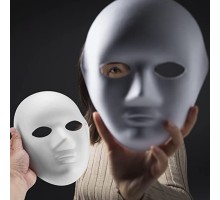 Beyaz Renk Boyanabilir Anonim Tam Yüz Cosplay Maske 24x18 cm