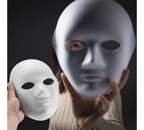 toptan-xml-dropshipping-Beyaz Renk Boyanabilir Anonim Tam Yüz Cosplay Maske 24x18 cm