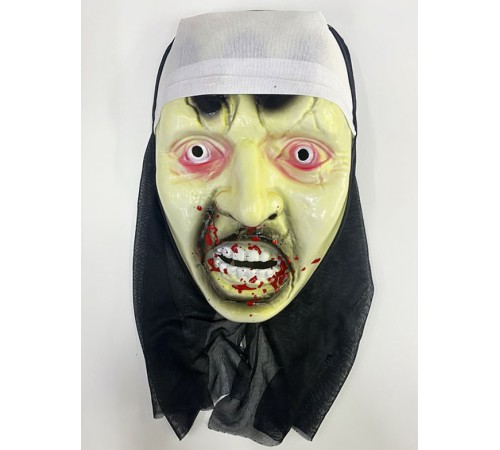 toptan-xml-dropshipping-Beyaz Bandajlı Kanlı Siyah Kapşonlu Vampir Maskesi Mumya Maskesi