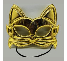 Altın Renk Kumaş Malzemeden İmal Kedi Maskesi 19x15 cm
