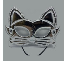 Gümüş Renk Kumaş Malzemeden İmal Kedi Maskesi 19x15 cm