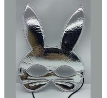 Gümüş Renk Kumaş Malzemeden İmal Tavşan Maskesi 25X17 cm