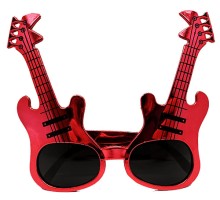 Kırmızı Renk Rockn Roll Gitar Şekilli Parti Gözlüğü 15x15 cm