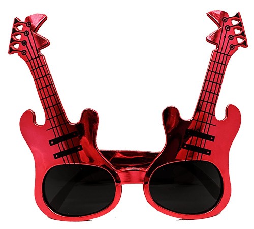 Kırmızı Renk Rockn Roll Gitar Şekilli Parti Gözlüğü 15x15 cm