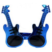 Mavi Renk Rockn Roll Gitar Şekilli Parti Gözlüğü 15x15 cm