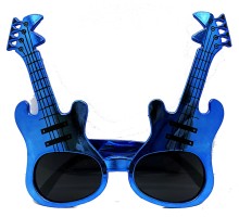 Mavi Renk Rockn Roll Gitar Şekilli Parti Gözlüğü 15x15 cm