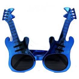 Mavi Renk Rockn Roll Gitar Şekilli Parti Gözlüğü 15x15 cm
