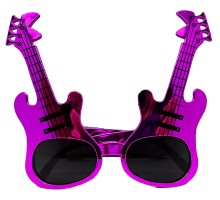 Fuşya Renk Rockn Roll Gitar Şekilli Parti Gözlüğü 15x15 cm
