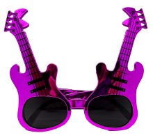 Fuşya Renk Rockn Roll Gitar Şekilli Parti Gözlüğü 15x15 cm