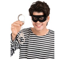 Siyah Hırsız Maskesi ve Metal Kelepçe Aksesuar Seti