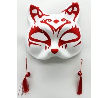 Kırmızı Püsküllü Boncuklu Plastik Kedi Maskesi 1 No 17x18 cm