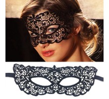 Siyah Renk Dantel İşlemeli Örgü Parti Maskesi Model 7