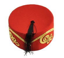 Kırmızı Renk Otantik Şerit İşlemeli Osmanlı Fesi 8 No 12-13 Yaş