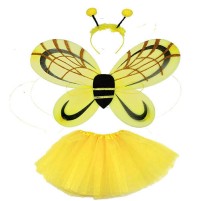 Çocuk Arı Kostümü Mega Arı Kanadı Arı Tütü Eteği ve Arı Tacı
