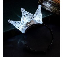 Led Işıklı Kraliçe Tacı Kral Tacı Şeffaf Gümüş Renk