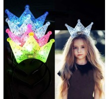 Led Işıklı Kraliçe Tacı Kral Tacı Mavi Renk