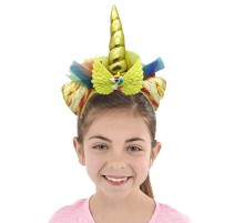 Altın Renk Boynuzlu Tüllü Kanatlı Unicorn Tacı 17x27 cm